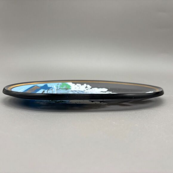 Vintage Walt Disney World Cinderella Castle Smoke Glass Souvenir Plate Oval '70s - Picture 3 of 6